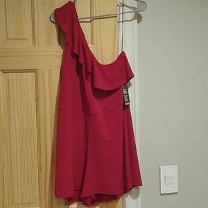NWT Express One Shoulder Ruffle Romper